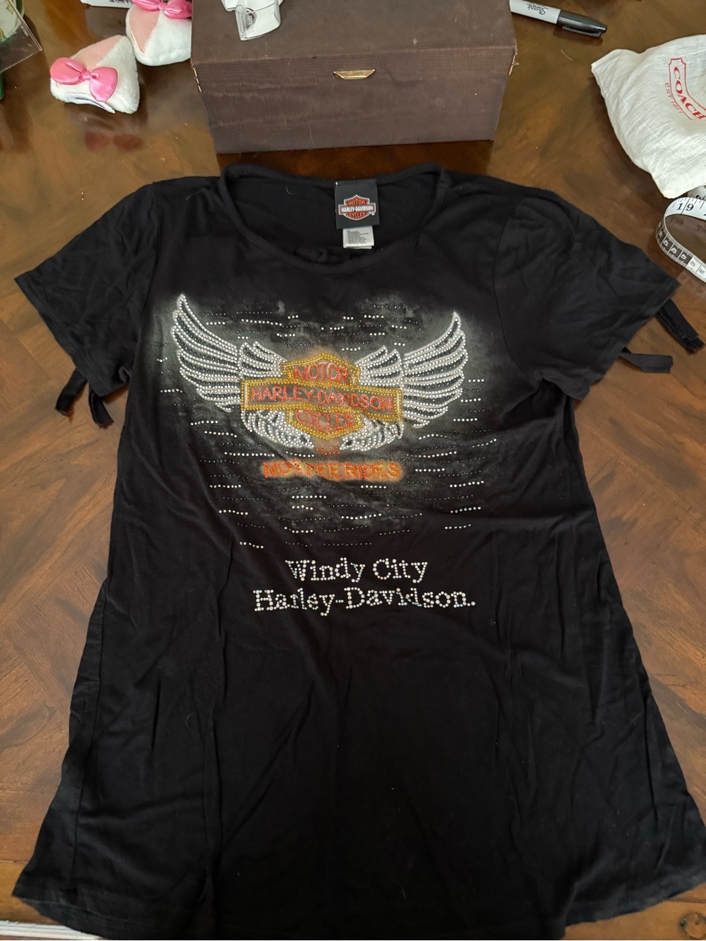 Harley-Davidson Black Rhinestone Windy City Logo Tee